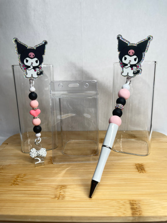 Retractable badge and pen sets