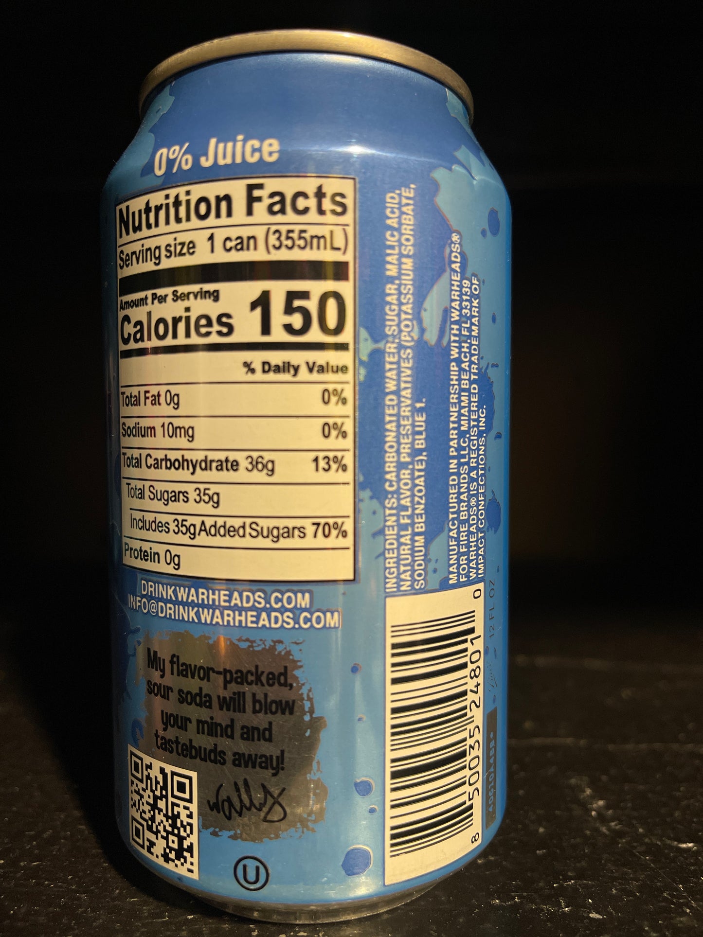 Warheads blue razz soda